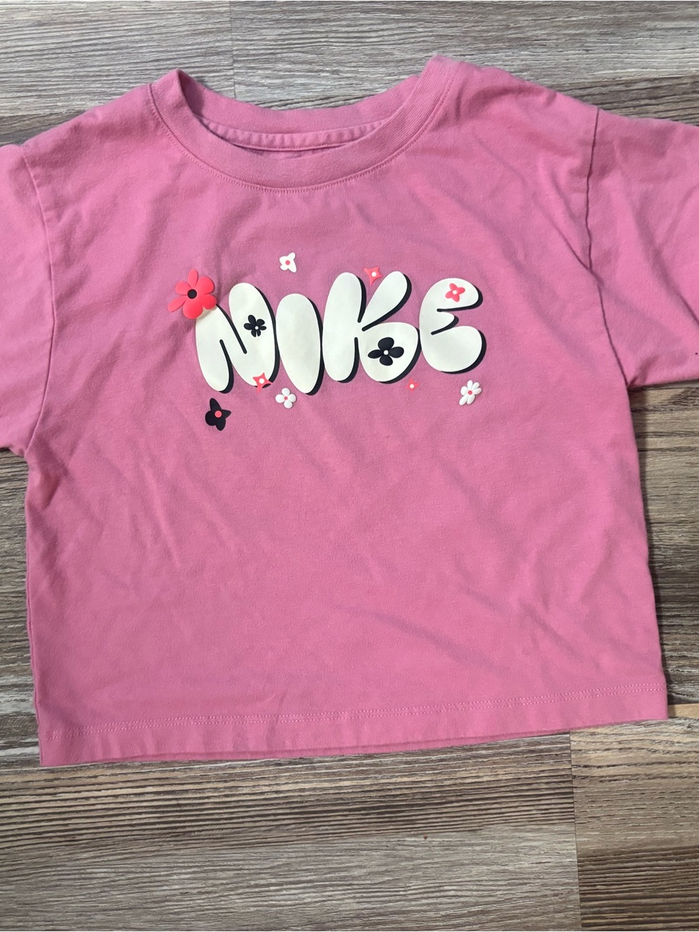 Nike Kids Pink Floral Logo Short Sleeve Tee